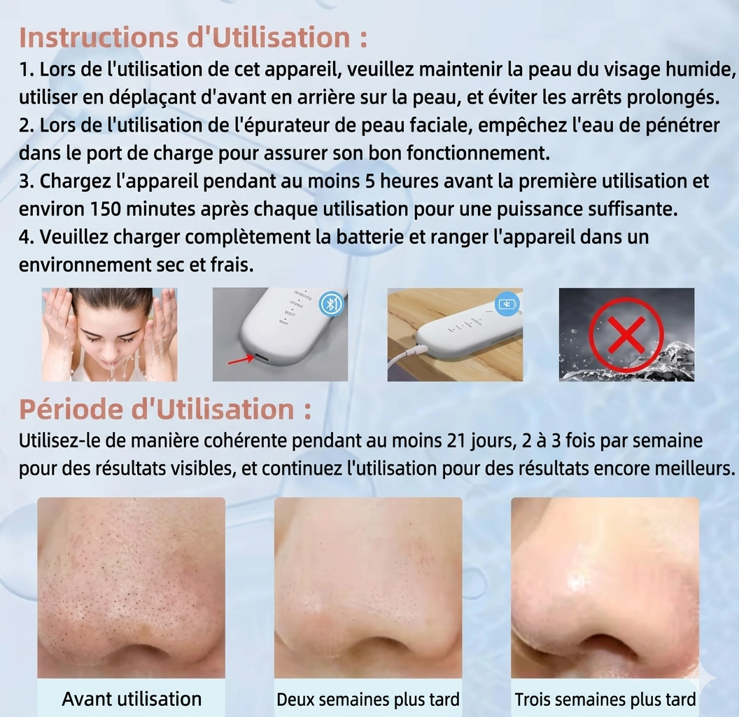 Leather Shovel Moisturizing Clean – Appareil de Nettoyage Visage à Spatule Ultrasonique 6 en 1