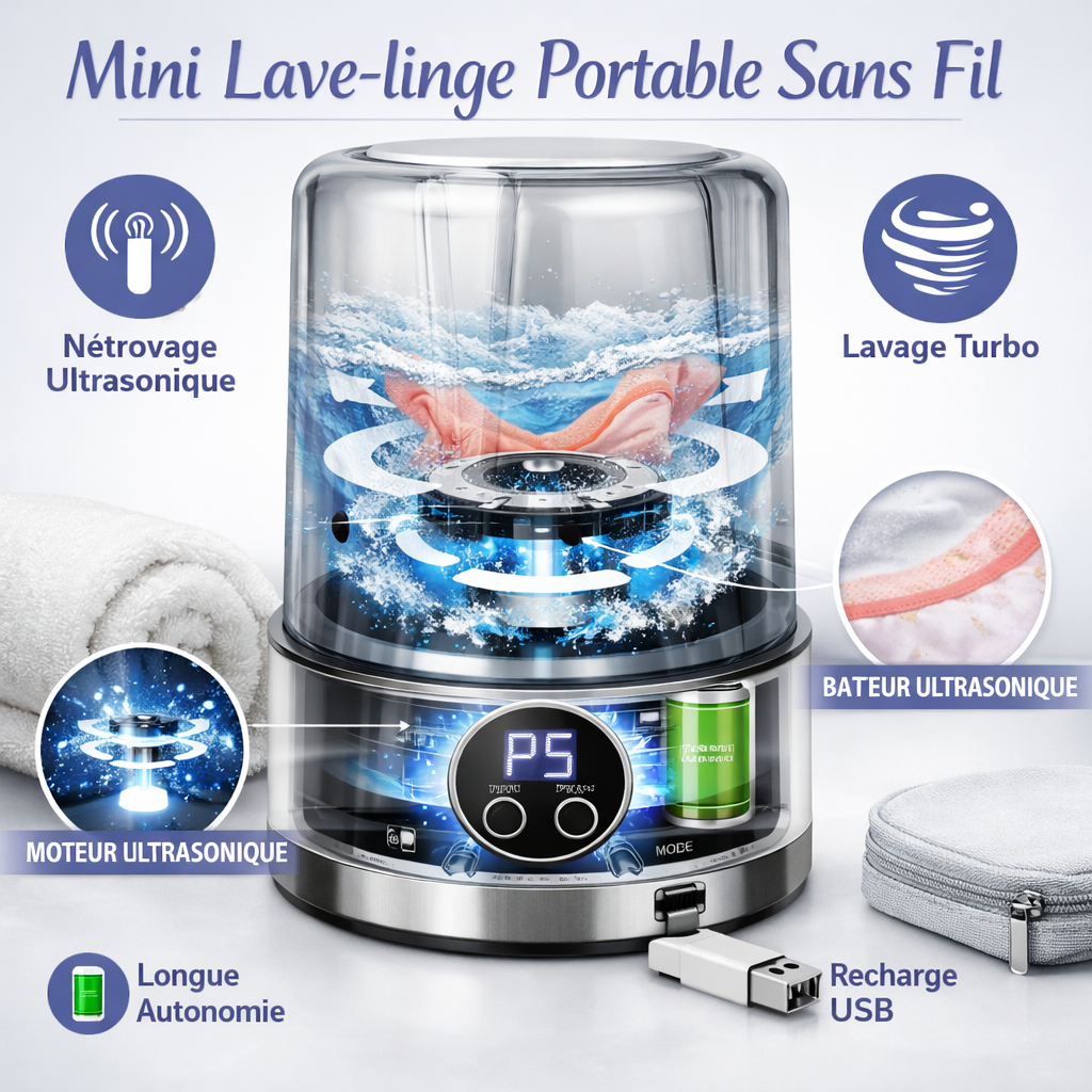 Mini Machine à Laver Portable sans Fil | 1L