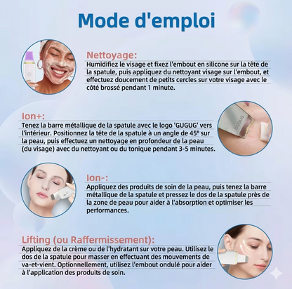 Leather Shovel Moisturizing Clean – Appareil de Nettoyage Visage à Spatule Ultrasonique 6 en 1